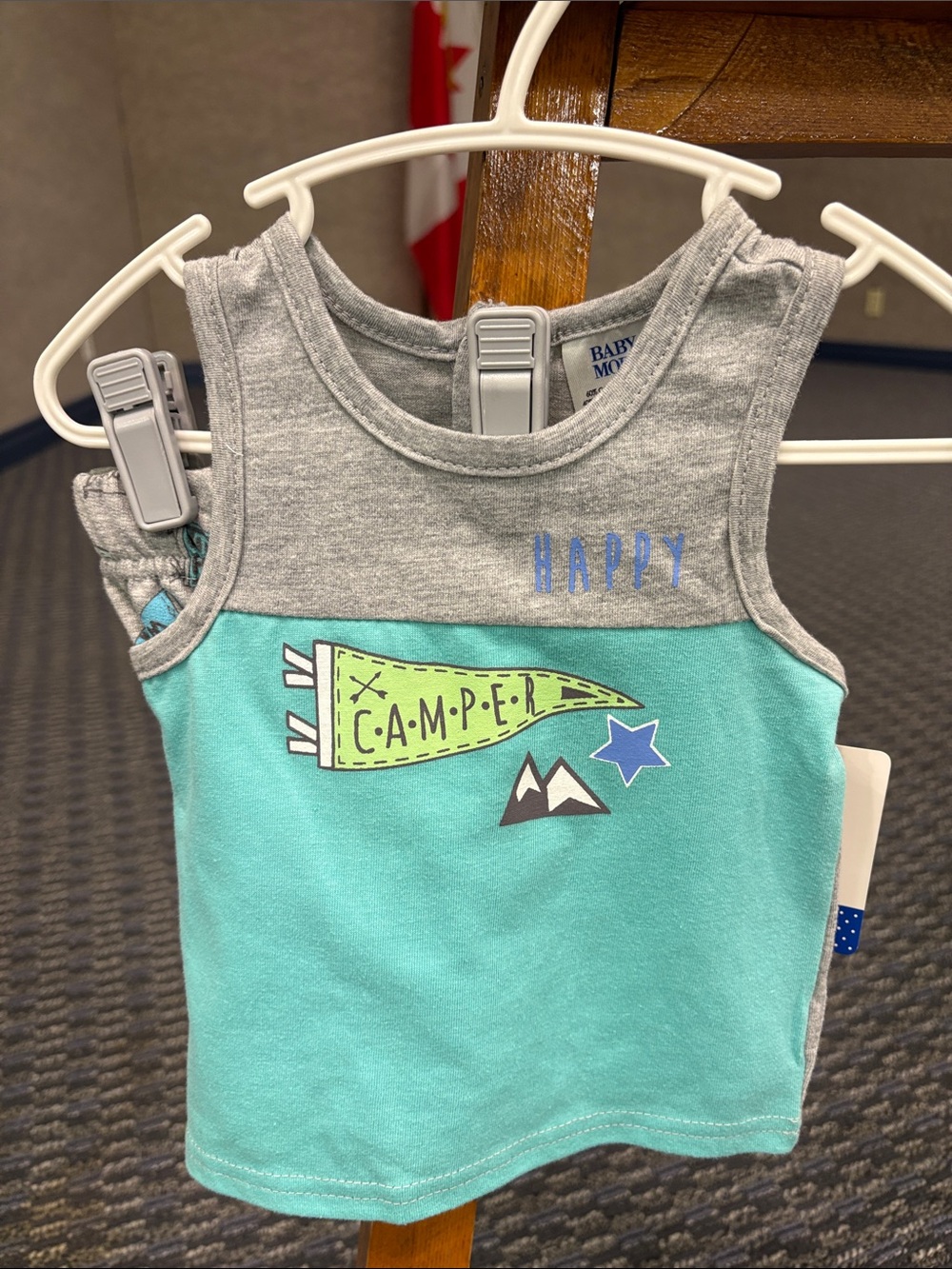 Carter's Grey and Aqua 'Happy Camper' Tank Top